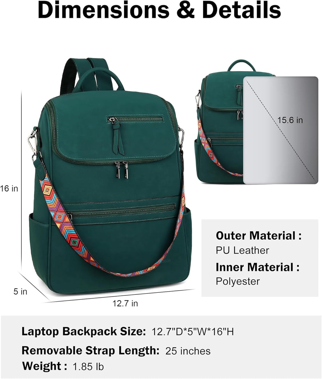 FADEON Mochila para computadora portátil para mujer, mochila de via...
