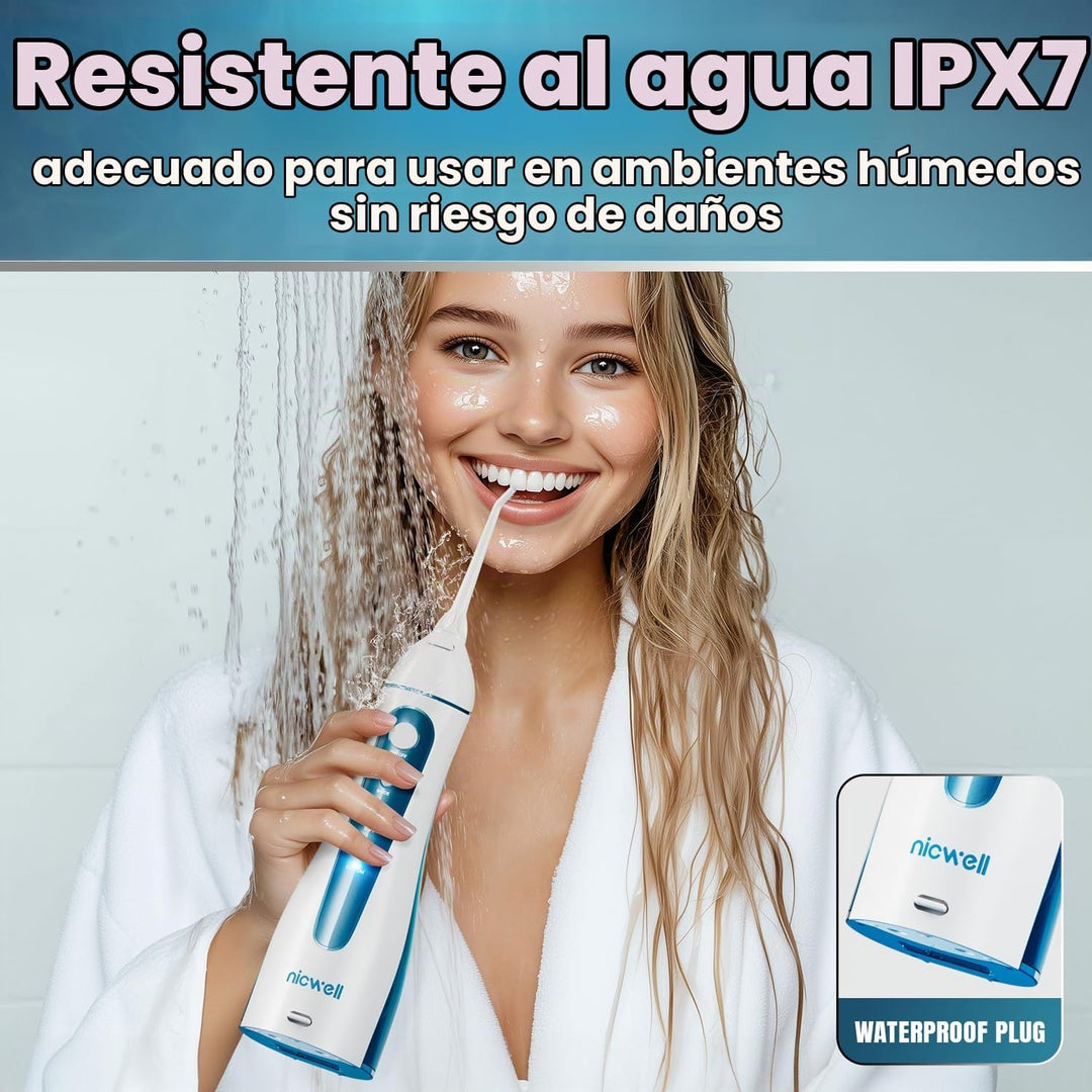 Nicwell - Irrigador dental inalámbrico para hilo dental: 4 modos, p...