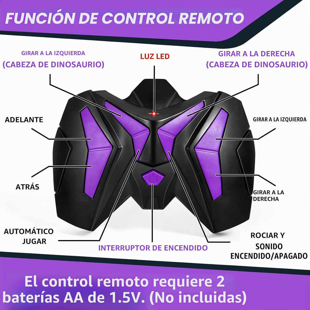 Juguete de dinosaurio a control remoto para niños de 3-5, 5-7 años, juguete robot de dinosaurio T-rex para caminar a control remoto con aerosol de niebla de agua, luces y sonidos, batería recargable