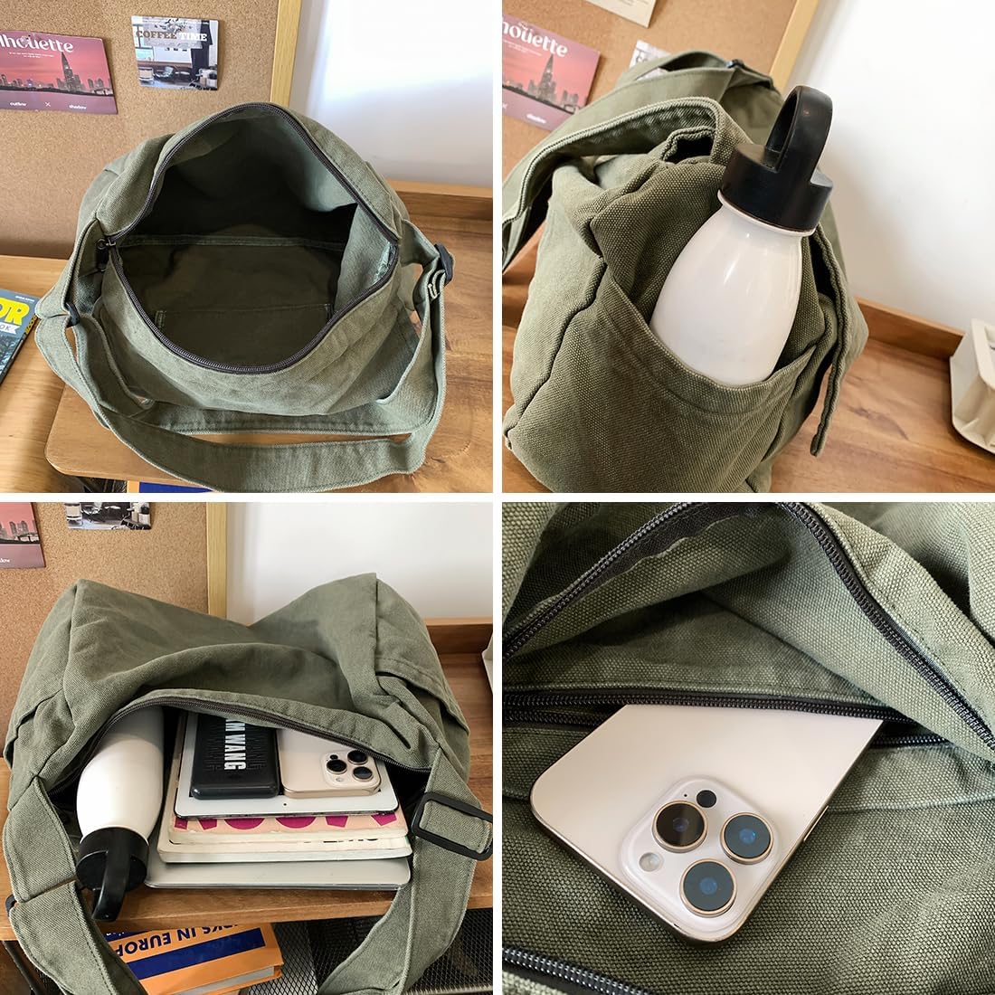 Bandolera Collsants para Hombre y Mujer, Bolso de Hombro de Lona, Bandolera Cruzada, Bolso de Mano Casual