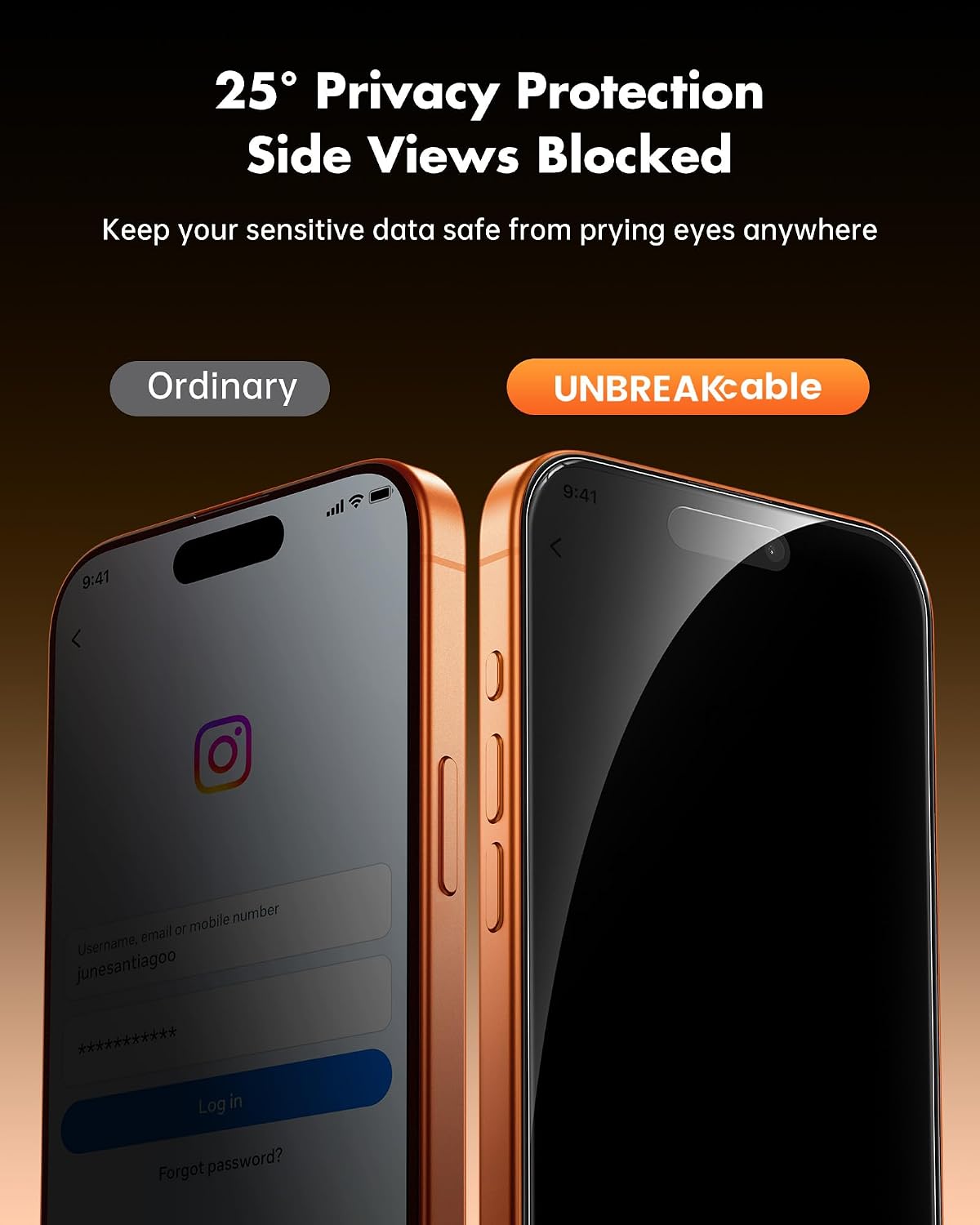 UNBREAKcable Protector de pantalla de privacidad para iPhone 17 Pro Max