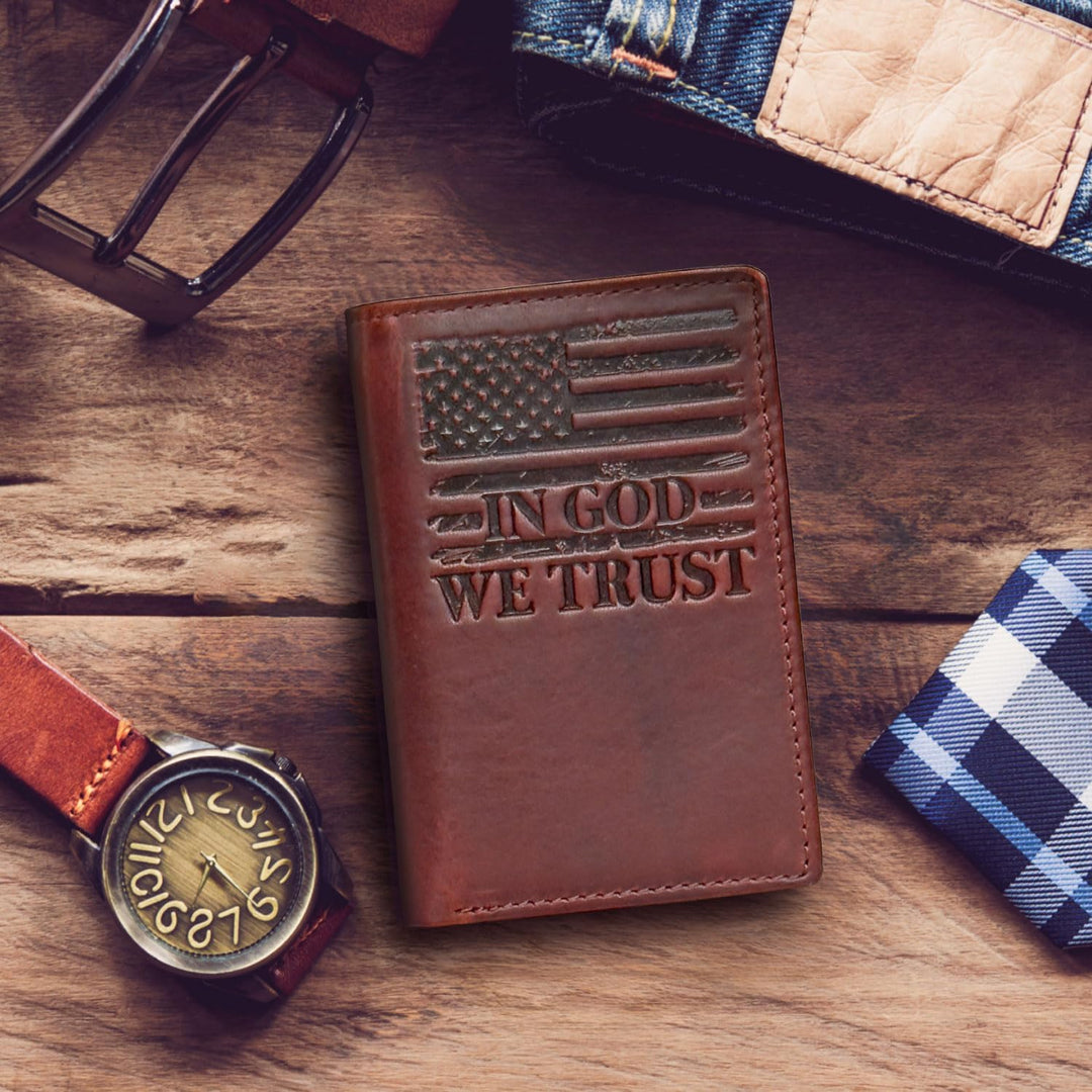 Cartera triple de bandera estadounidense Patriot para hombre, graba...