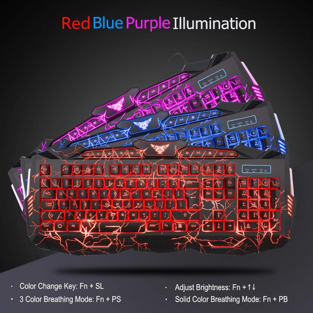 BlueFinger Combo de auriculares y teclado para juegos
