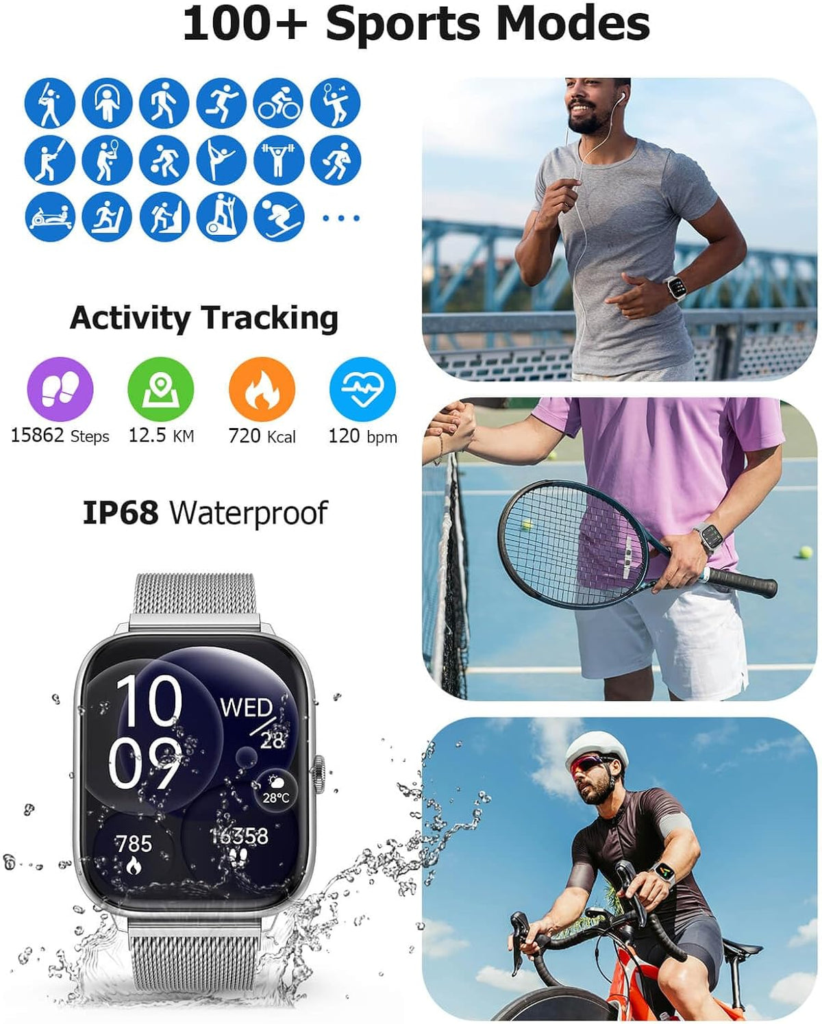 Reloj Inteligente Premium para Hombres y Mujeres con Llamadas Bluetooth, Pantalla AMOLED 2.06 pulgadas AOD