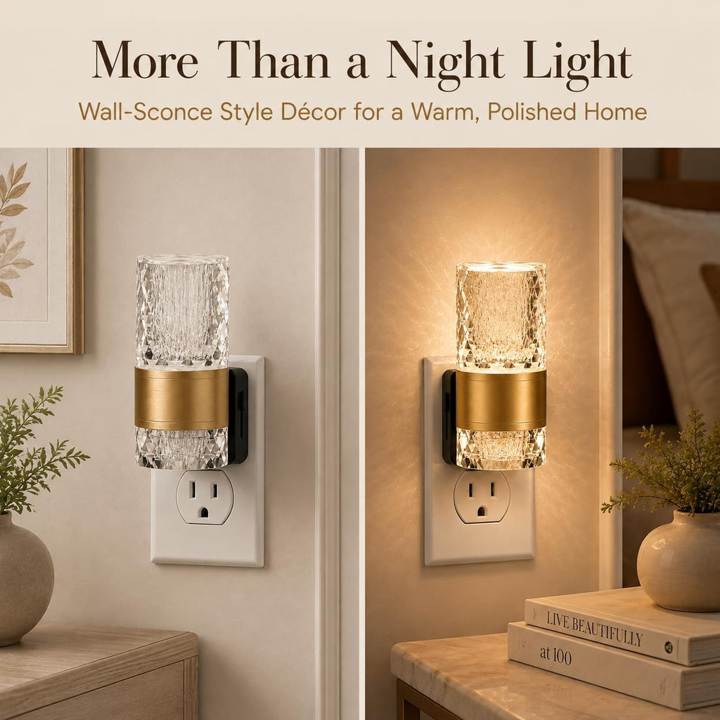 Luces nocturnas LED regulables de acrílico enchufable, sensor de