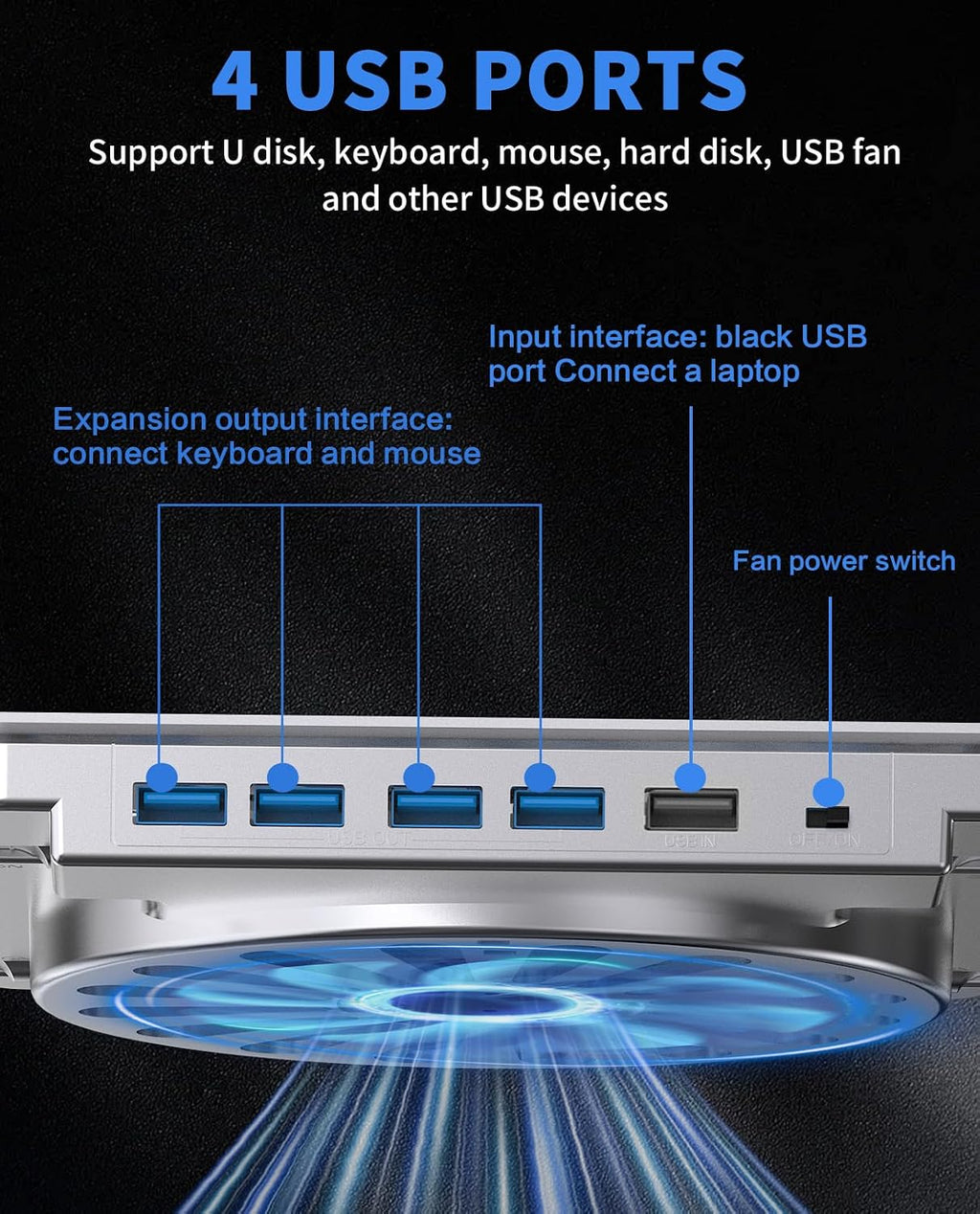 SOUNDANCE Almohadilla de enfriamiento ajustable para laptop, 4