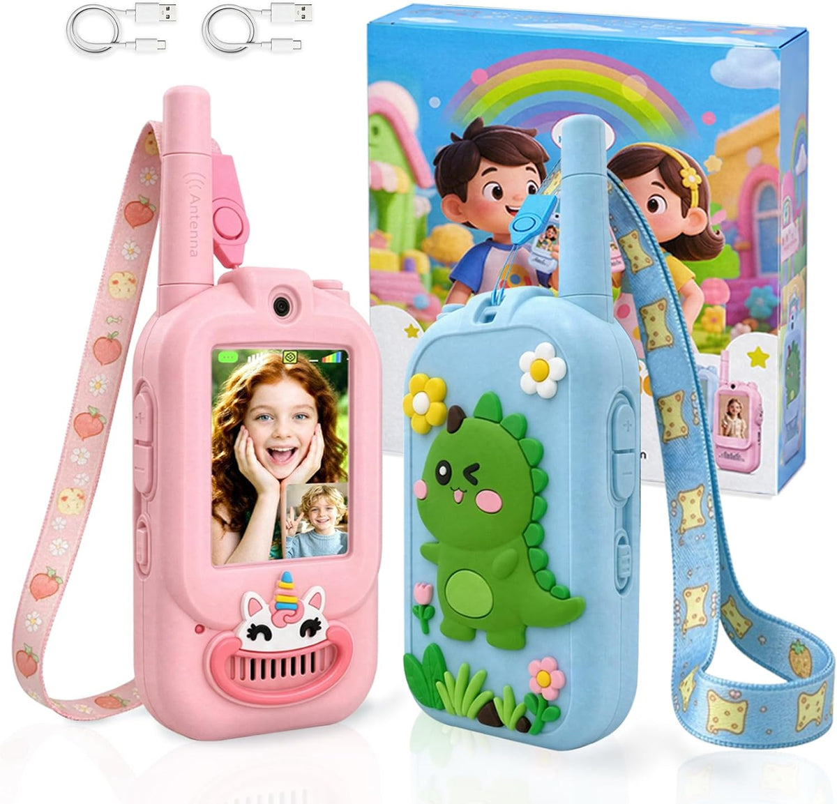 Octomo Walkie Talkies de video para niños, paquete de 2, Walkie Talkie de