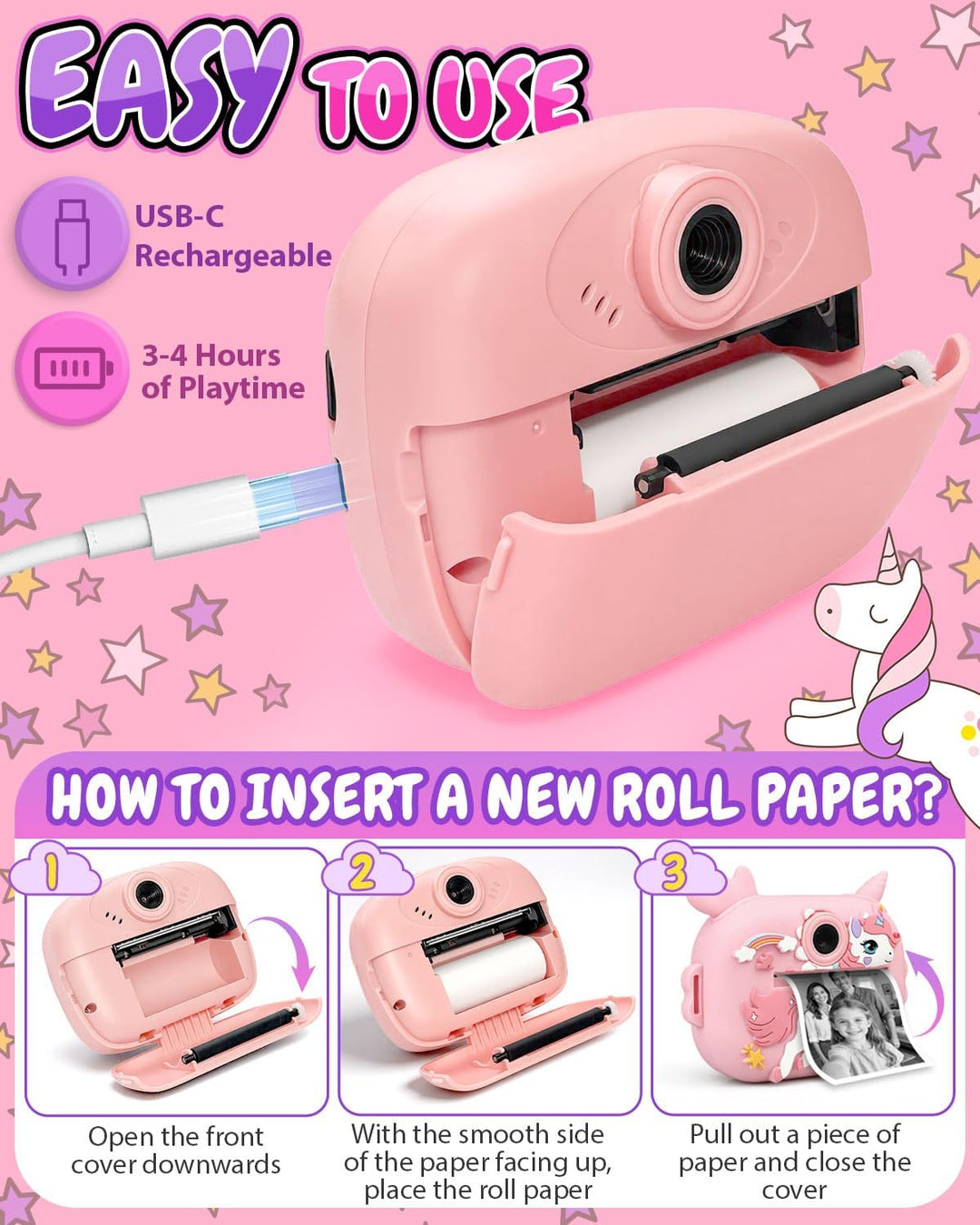 Cámara para niños con impresión instantánea, cámaras instantáneas d...