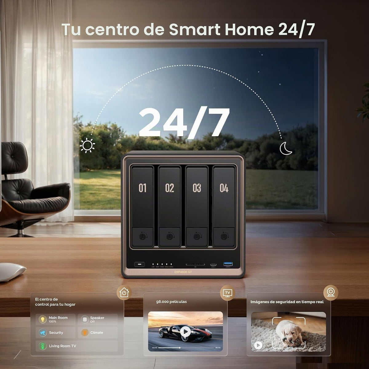 UGREEN NAS DXP4800 GT - Almacenamiento de red de escritorio de 4 ba...