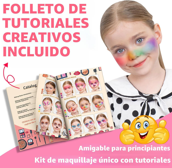 Hollyhi Kit de Maquillaje de 58 Piezas para Niñas, Juguetes de Prin...