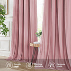 Cortinas 100% opacas para dormitorio, doble capa rosa