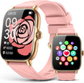 Relojes inteligentes para mujeres y hombres con contador de pasos, monitor de calorías de sueño, podómetro, impermeable IP68, reloj inteligente con más de 120 deportes para iPhone y Android (rosa)
