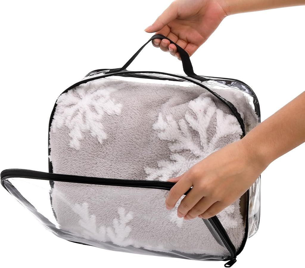 Fasmov Paquete de 6 cubos grandes de embalaje de viaje transparentes, organizador de PVC transparente, bolsas de almacenamiento de vinilo con cremallera, bolsa multiusos con asa para pantalones de maleta, cachemira, suéteres, camisas, almacenamiento de