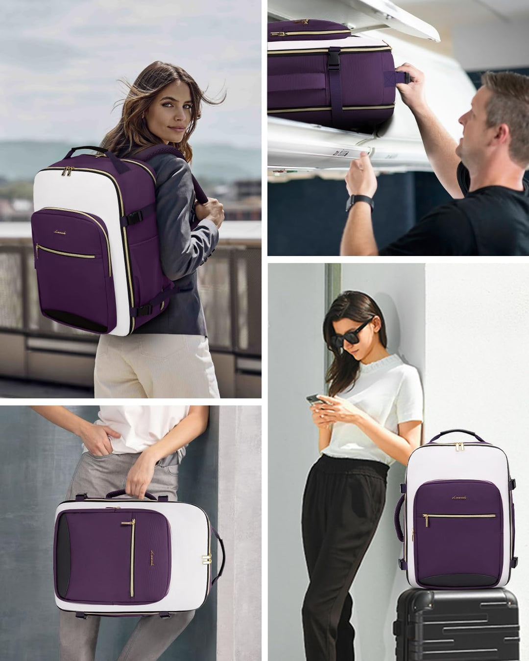 LOVEVOOK Mochila de equipaje de mano artículo personal bolsa de via...