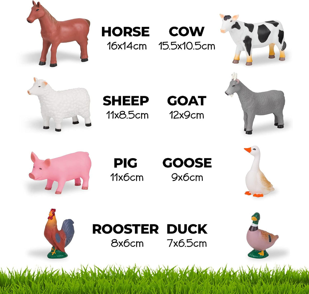 Conjunto de 8 figuras de animales de granja jumbo de Learning Minds