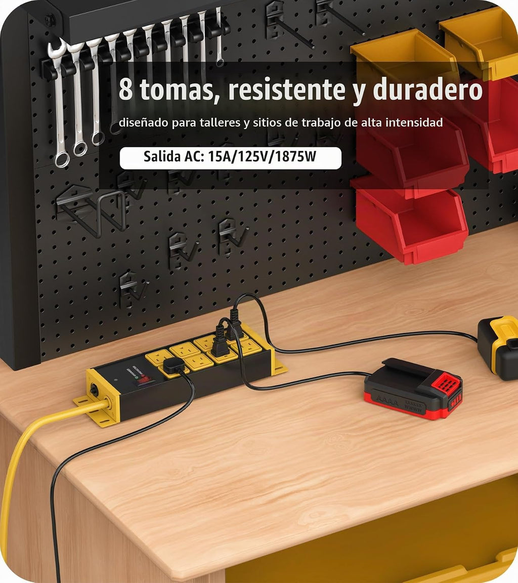 CCCEI Cable de extensión largo de calibre 12 con múltiples tomas, amarillo