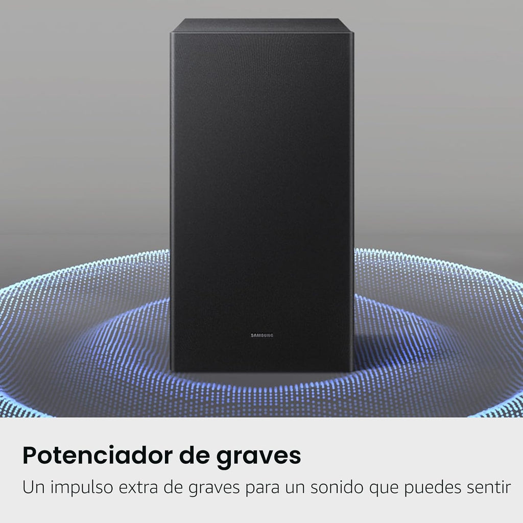 Samsung Barra de sonido de la serie B HW-B550F 2.1 ch DTS Virtual:X Barra de sonido con subwoofer (modelo 2025) Modo de mejora de voz, refuerzo de graves, sonido adaptativo