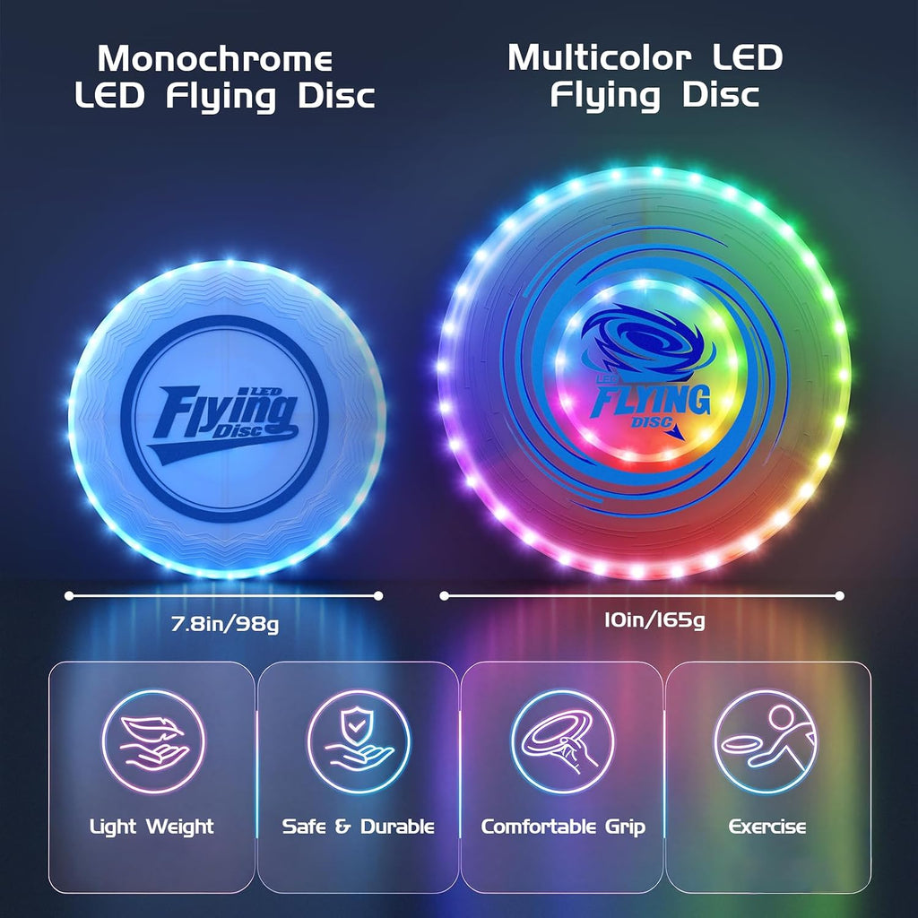 Paquete de 2 discos voladores iluminados para niños y adultos