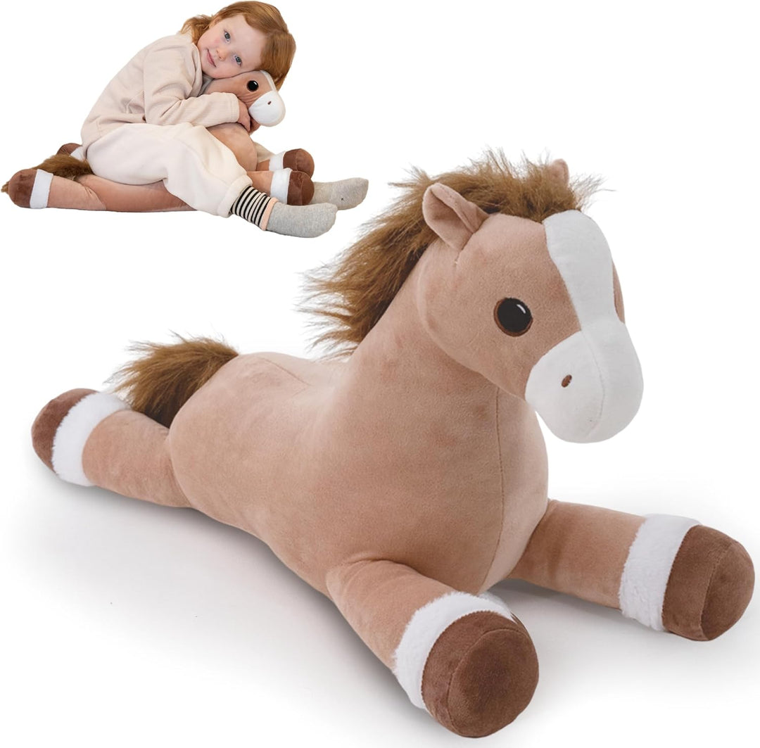 Jrystar Animales de peluche de caballo pesado, peluche grande de ca...