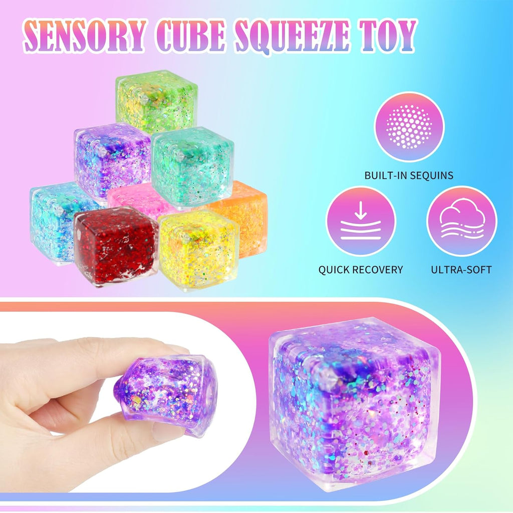 Pack de 24 Cubos 3D de pressión lenta Squishy, Cubos de estrés para adultos