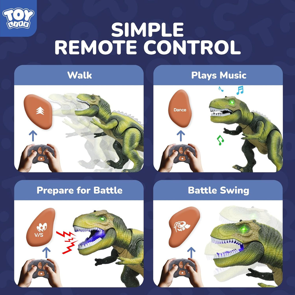 STEAM Life RC Walking T-Rex Dinosaur Toy, Lights y Roar, Kids 3-8