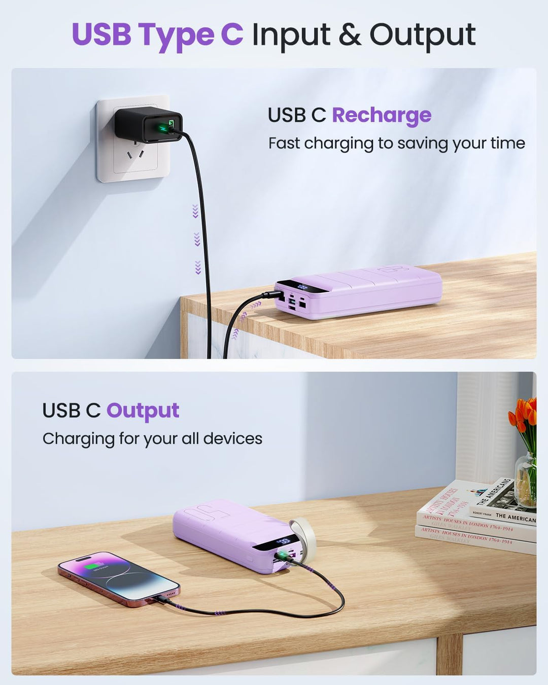 DAOLOT Banco de energía de carga rápida 50000mAh - 22.5W cargador p...