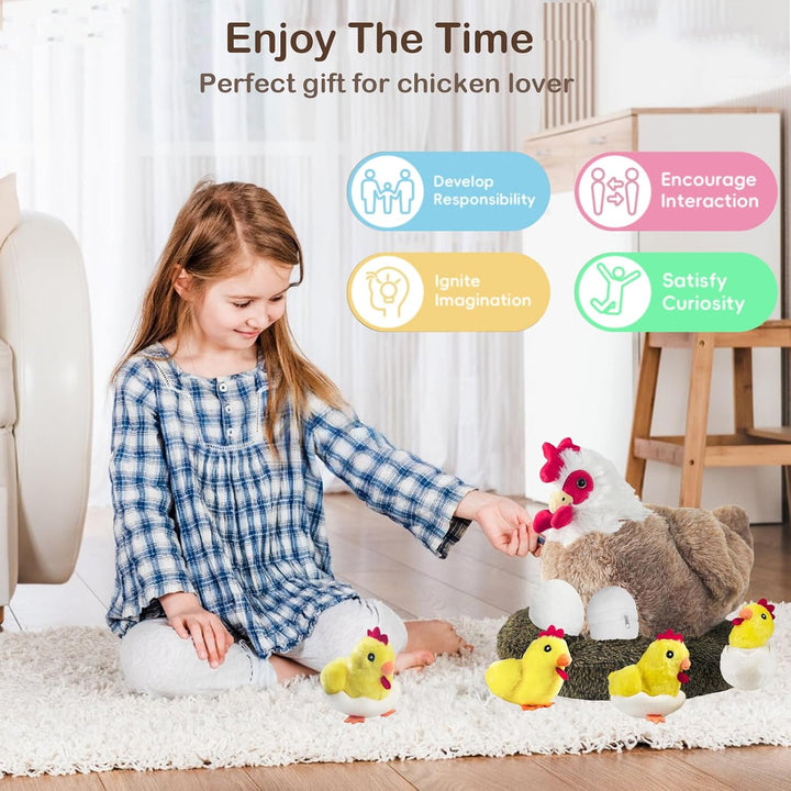 XYHQYB Peluche de pollo 9 en 1, juguetes de pollo de peluche para n...