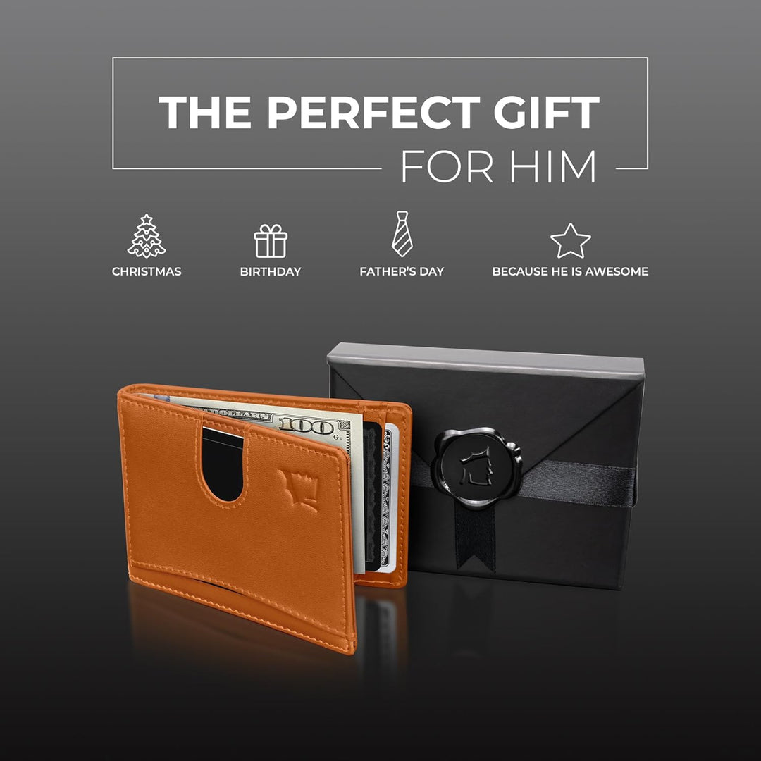 Kingly Billetera de cuero con clip para efectivo para hombre, carte...