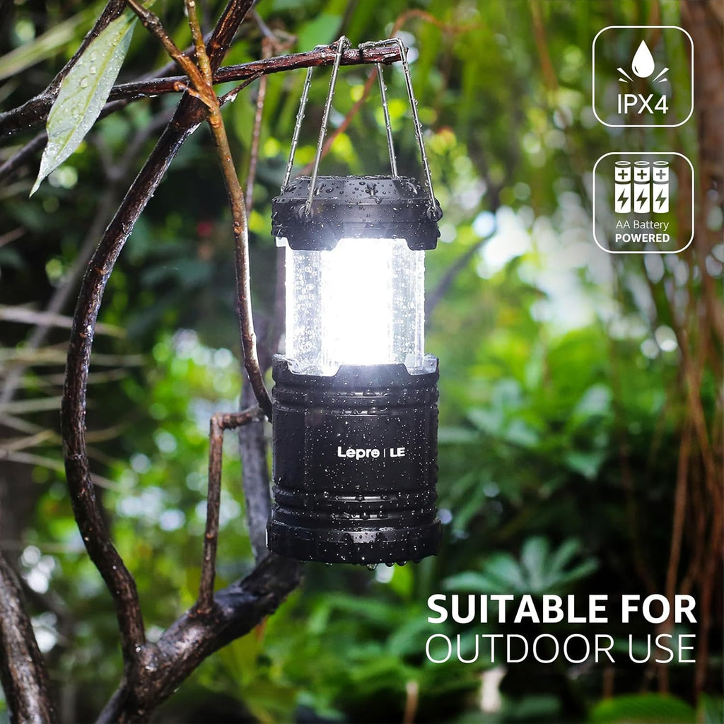 Lámpara Lepro Linternas LED para campamento, paquete de 4, plegables, IPX4