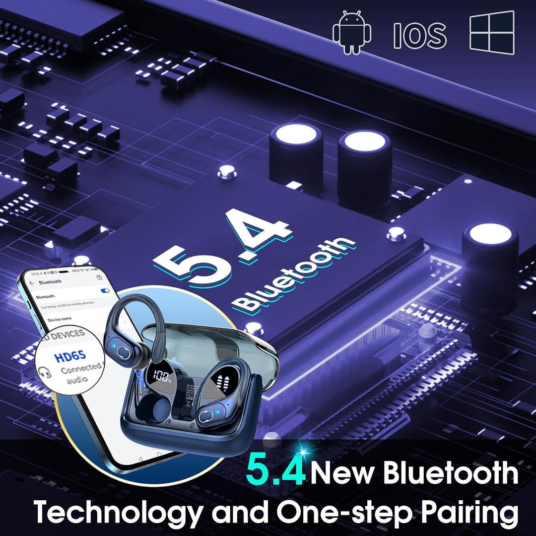 Aptkdoe - Auriculares inalámbricos 75 horas Bluetooth 5.4 para depo...