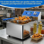 TOPKITCH Freidora Eléctrica Profunda de 6L con Envase de Aceite Extraíble y Asa, Cesta de Malla de Alambre Sólido y Tapa, Freidoras Comerciales Ligeras para Encimera - 120V 1800W