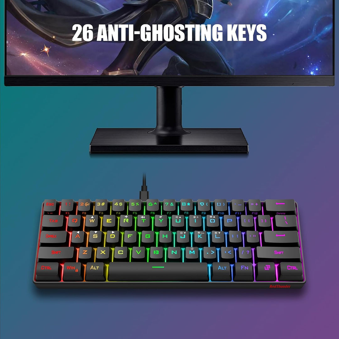 RedThunder - Combo de teclado y ratón para juegos 60%, teclado mini...