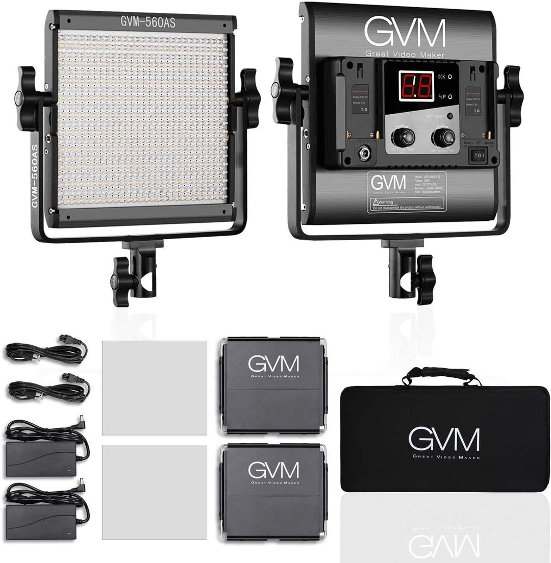 GVM 560 - Luz de video LED, regulable bicolor, 2 paquetes de ilumin...