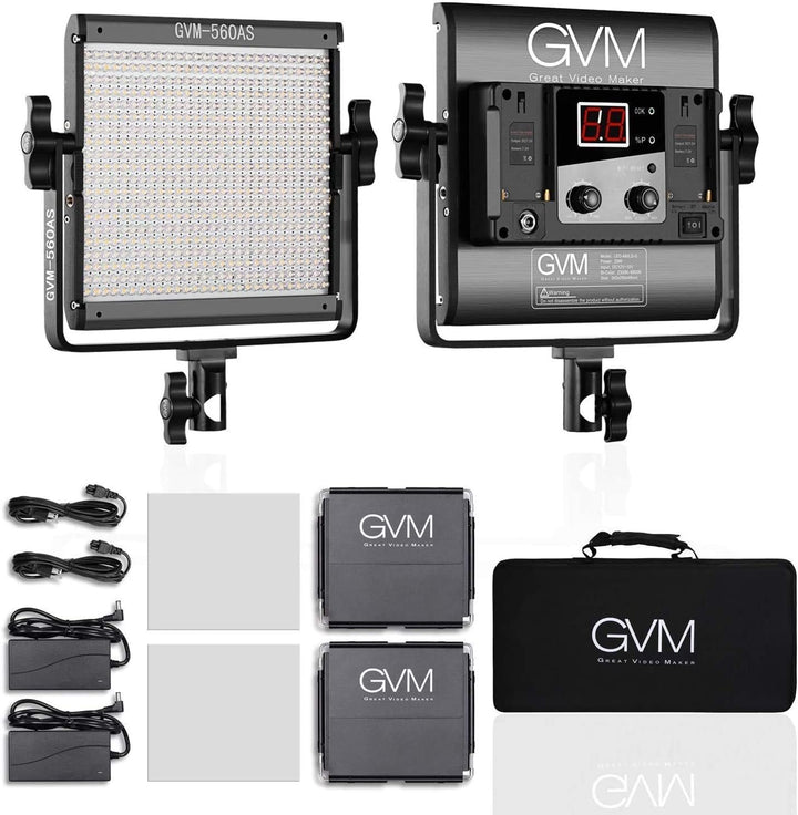 GVM 560 - Luz de video LED, regulable bicolor, 2 paquetes de ilumin...