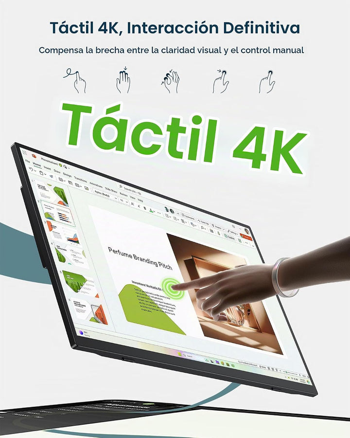 Monitor portátil con pantalla táctil 4K, 15.6" 125% sRGB 10-Poi...