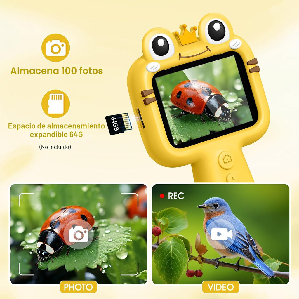 Cámara de boroscopio de juguete para niños, juguete educativo STEM Science al aire libre para niños de 4, 5, 6, 7, 8, 9, 10 años, regalo de cumpleaños, cámara infantil de 2.4 pulgadas para aventuras al aire libre y descubrimiento de la naturaleza (amarill