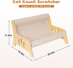 Sofá rascador grande de sisal para gatos de interior, muebles de tabla de