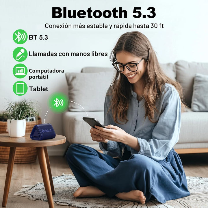 Bobtot Altavoz Bluetooth portátil inalámbrico, IPX7 pequeño altavoz...