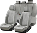 Juego completo de fundas de asiento de automóvil de cuero para automóvil, cobertura completa, impermeable, universal, para asiento de automóvil, ajuste universal para la mayoría de automóviles, SUV, camiones, gris