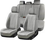 Juego completo de fundas de asiento de automóvil de cuero para automóvil, cobertura completa, impermeable, universal, para asiento de automóvil, ajuste universal para la mayoría de automóviles, SUV, camiones, gris