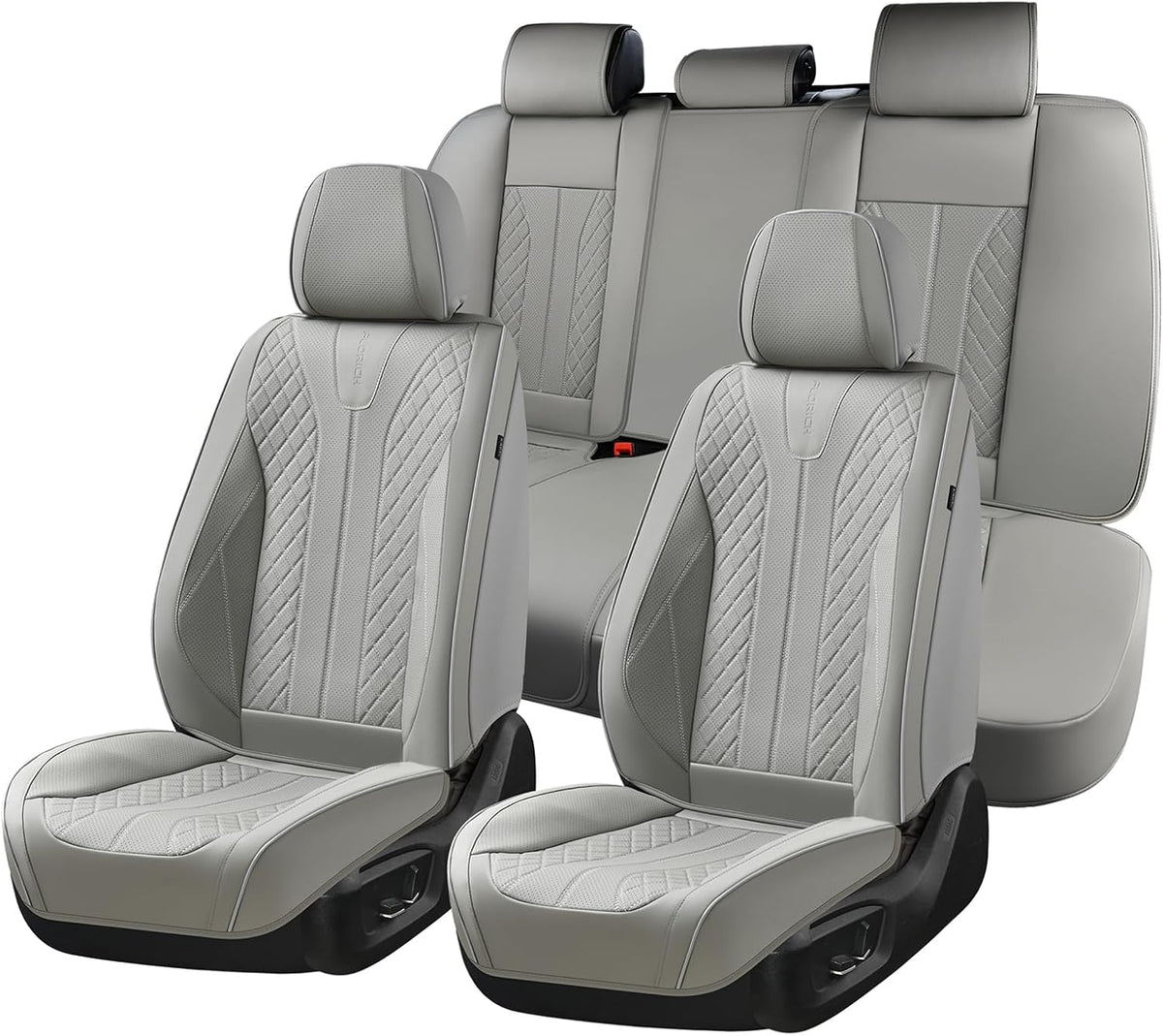 Juego completo de fundas de asiento de automóvil de cuero para automóvil, cobertura completa, impermeable, universal, para asiento de automóvil, ajuste universal para la mayoría de automóviles, SUV, camiones, gris