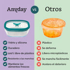 Anyday Paquete de 2 recipientes de vidrio para almuerzo de 2.5 tazas (kale)