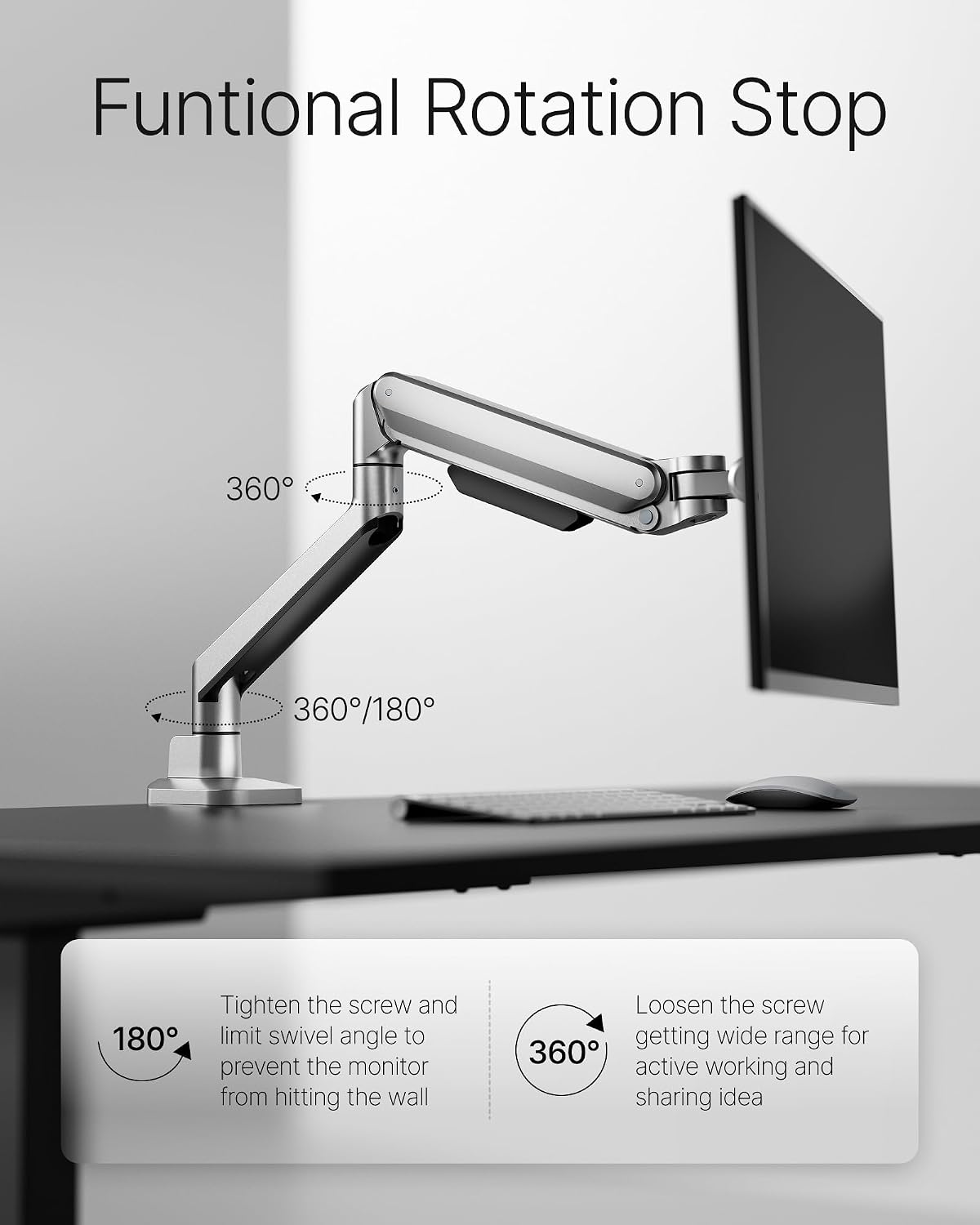 MonTEK - Brazo de monitor de aluminio de lujo para pantallas curvadas de 17 a 40 pulgadas