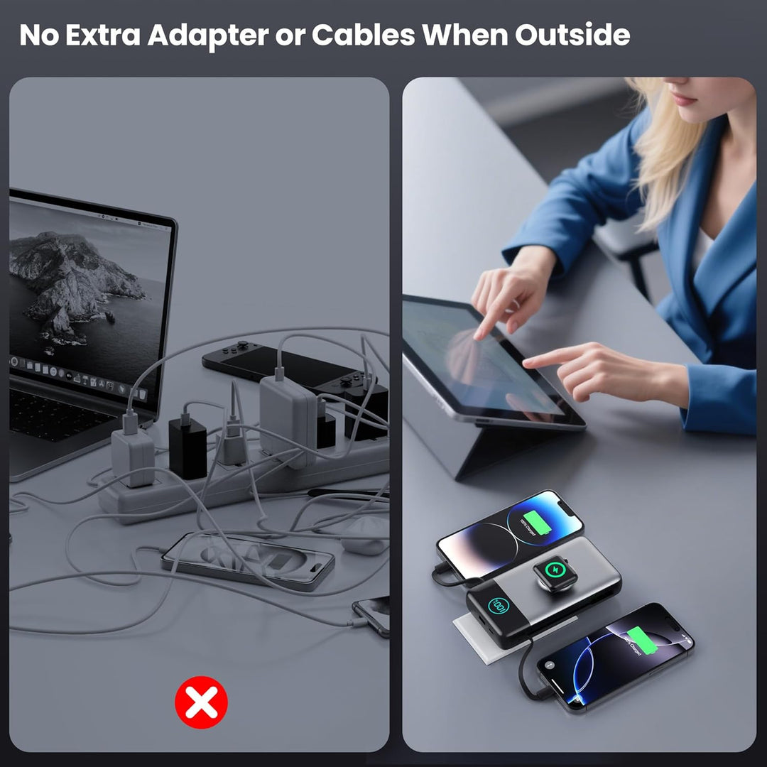 Cargador portátil para iPhone, batería externa de 40800 mAh con cab...