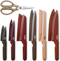 CAROTE - Juego de cuchillos de cocina, 6 cuchillos codificados por colores