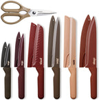 CAROTE - Juego de cuchillos de cocina, 6 cuchillos codificados por colores