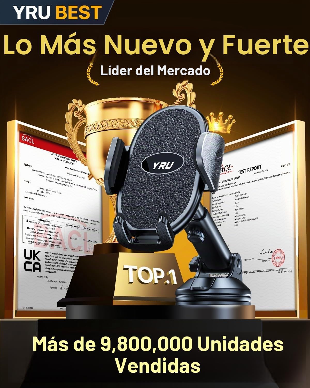 2027 Ultimate Best【Verdadero grado militar y certeza de seguridad】Soporte de teléfono para automóvil YRU【Rotación mejorada de 360° y succión más fuerte de 100 libras】Soporte de montaje de ventilación