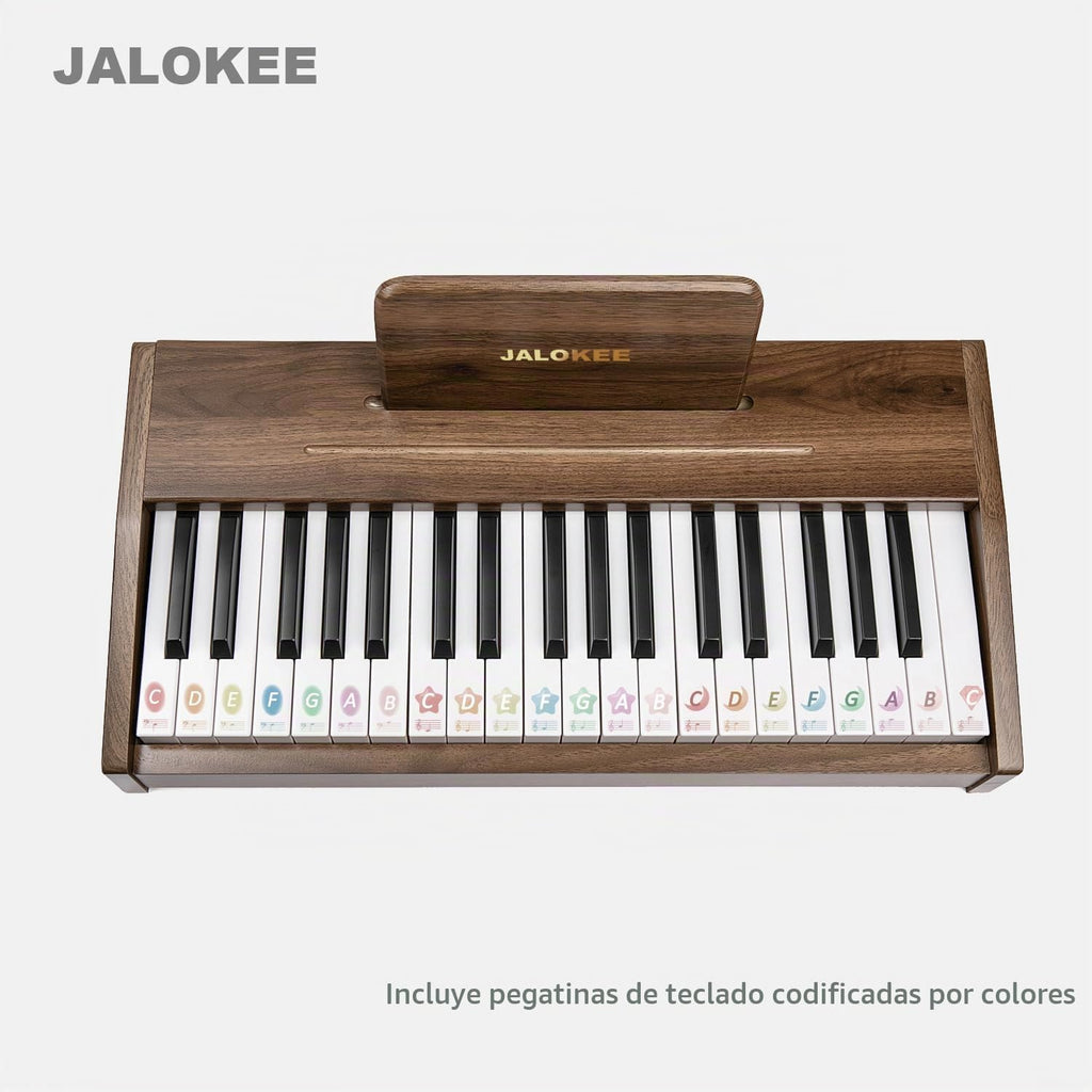 Teclado de piano para niños, piano digital para niños, instrumento educativo musical, juguete de madera para niñas y niños a partir de 3 años (nogal, 37 teclas)