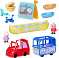 Peppa Pig Peppa's Travels: juego de aventura al aire libre, 2 figuras con mini coche y autobús, barcos, tienda de campaña y más, juguetes preescolares para niñas y niños mayores de 3 años