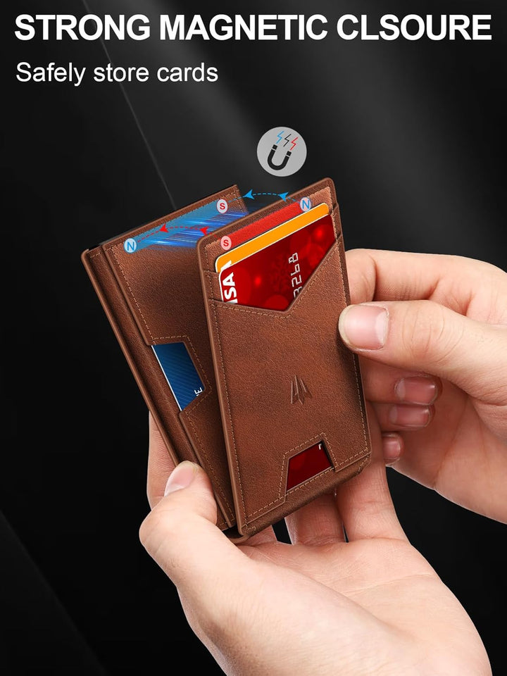 Ruiici Cartera para hombre, delgada y minimalista con clip para din...